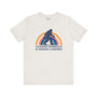 Chasing Rainbows and Hidden Legends tee featuring a Sasquatch graphic and vibrant rainbow design, perfect for PNW pride.