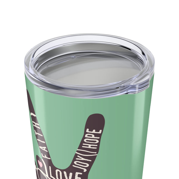 Power in Peace Black Hand Stainless Coffee Tumbler 20 oz