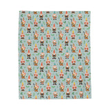 Garden Gnome Gathering Lightweight Cozy Blanket featuring cheerful gnomes and playful woodland design.