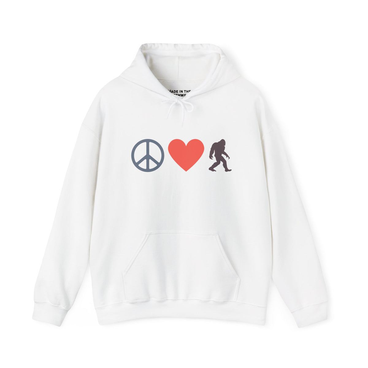 Peace, Love, and Bigfoot Cozy Hoodie