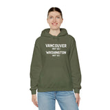 Green hoodie featuring 'Vancouver (NOT BC) Washington (NOT DC)' text for proud Vancouverites