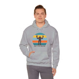 Man wearing gray hoodie with 