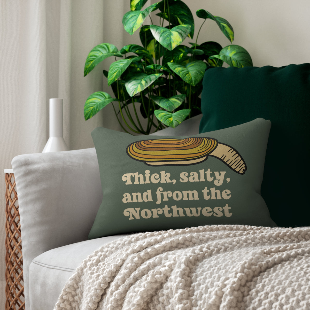 Thick & Salty Northwest Geoduck Clam Lumbar Accent Pillow