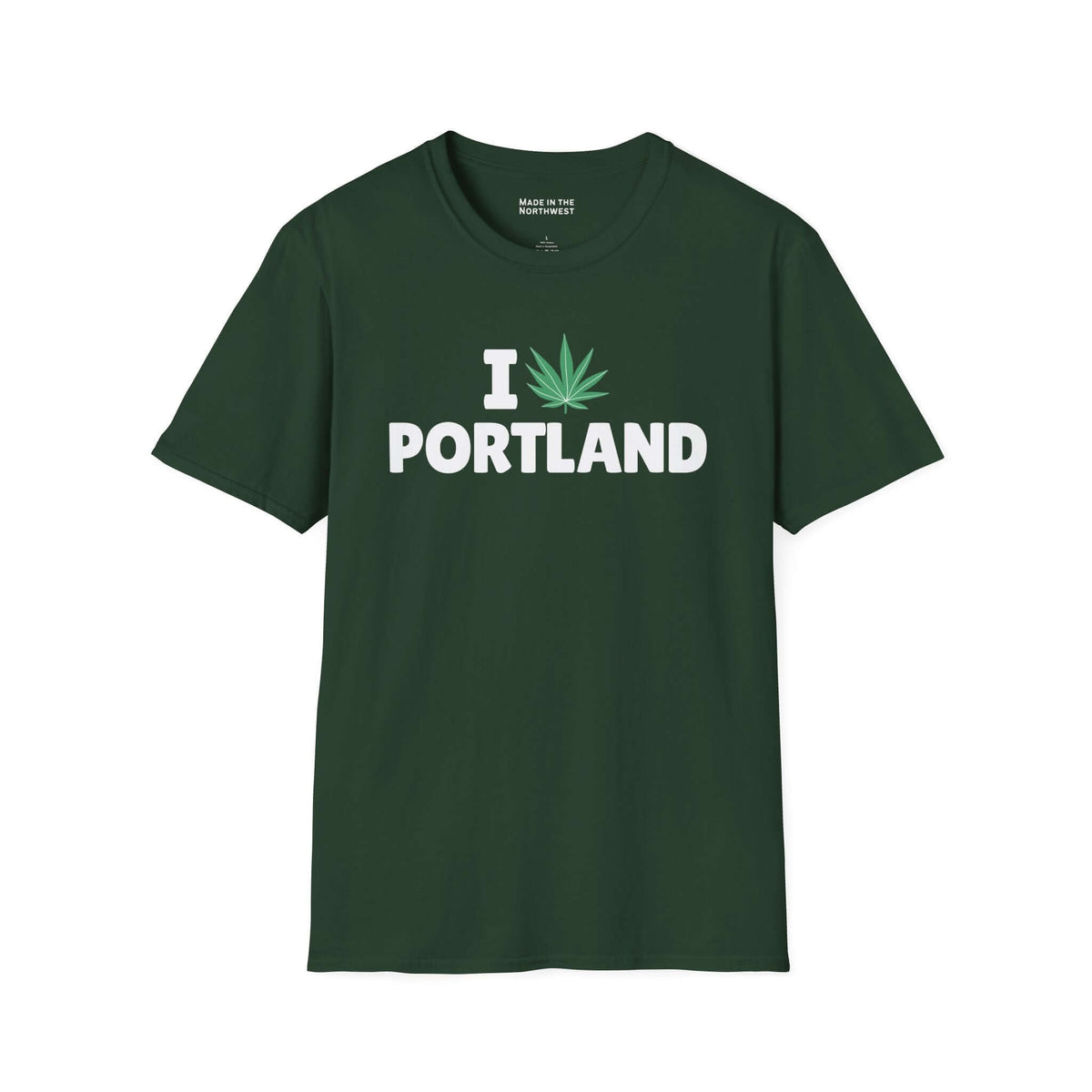 I Marijuana Portland T Shirt featuring a bold graphic design in green.