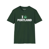 I Marijuana Portland T Shirt featuring a bold graphic design in green.