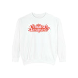 Choose Kindness Sweatshirt featuring vintage-inspired artwork on a cozy white fabric.