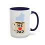 We Love Dad Mug with a steaming cup design, featuring the words 'WE ♥ DAD' and a cheerful colored handle.