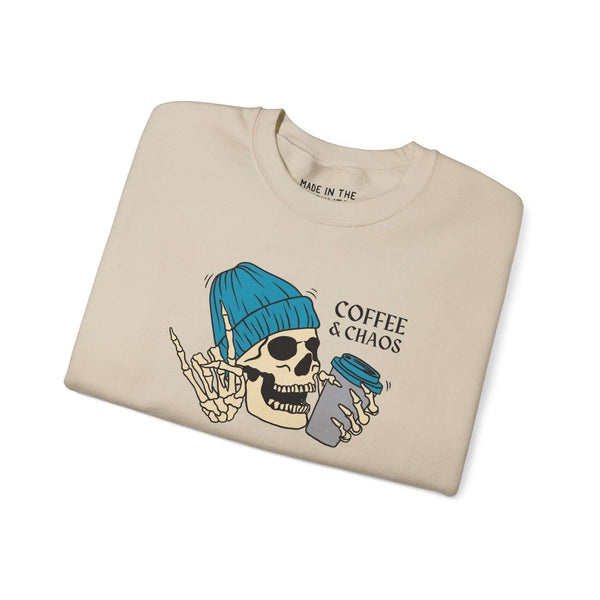 Coffee & Chaos Skeleton Vibes Sweatshirt