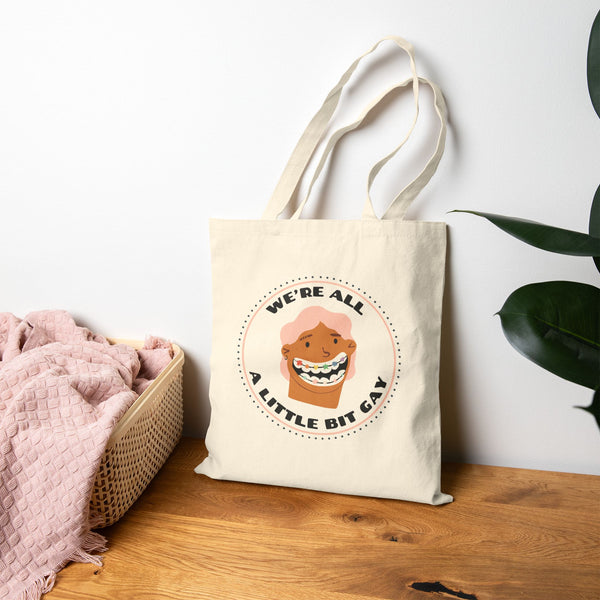 We're All a Little Bit Gay Pride Cotton Canvas Tote Bag