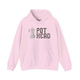 Pink hoodie featuring a stylish Moka pot graphic and 