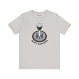 Shift Happens T Shirt showcasing a manual gearshift design, perfect for car enthusiasts and lovers of car culture.