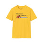 Basically a Lumberjack T Shirt with a bright chainsaw graphic on a yellow background.