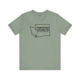Vancouver Washington premium soft tee featuring state outline and tree icon, perfect for hometown pride.