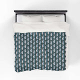 Highway Hideaway Class A Motorhome Lightweight Cozy Blanket on a bed, featuring a pattern of motorhomes.