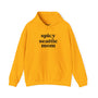 Bright yellow hoodie with 'spicy seattle mom' text, perfect for bold Seattle moms balancing life.