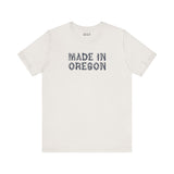 Made in Oregon log font premium soft tee, perfect for outdoor lovers and Pacific Northwest natives.