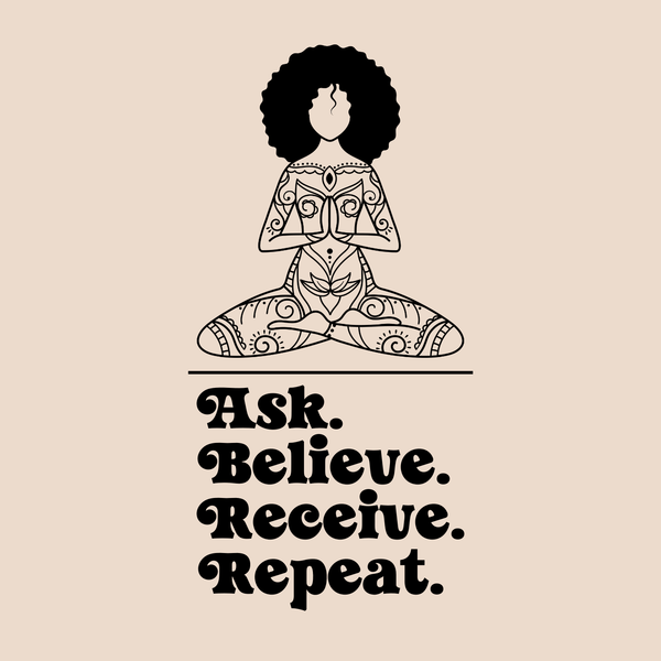 Ask Believe Receive Repeat Cotton Canvas Tote Bag