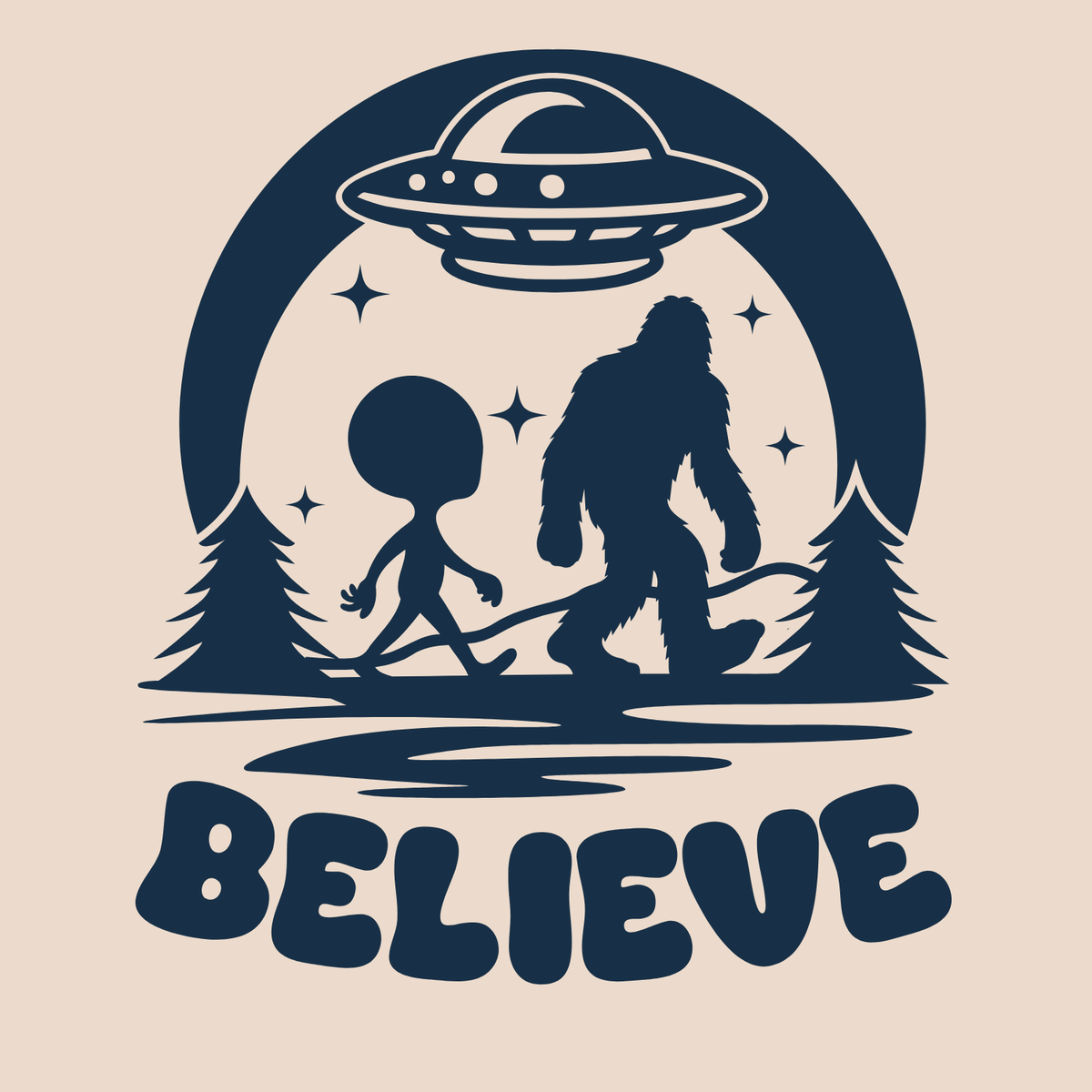 Believe in Aliens and Bigfoot Cotton Canvas Tote Bag