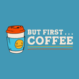 But First Coffee T Shirt – Minimalist Morning Ritual Tee with coffee cup design and playful typography.