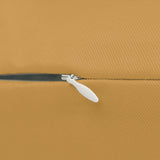 Detail of the zipper on the golden ochre Once You Lumberjack Pillow showcasing its quality craftsmanship.
