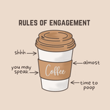 Rules of Engagement: Coffee Edition Cotton Canvas Tote Bag with coffee cup design and humorous rules.