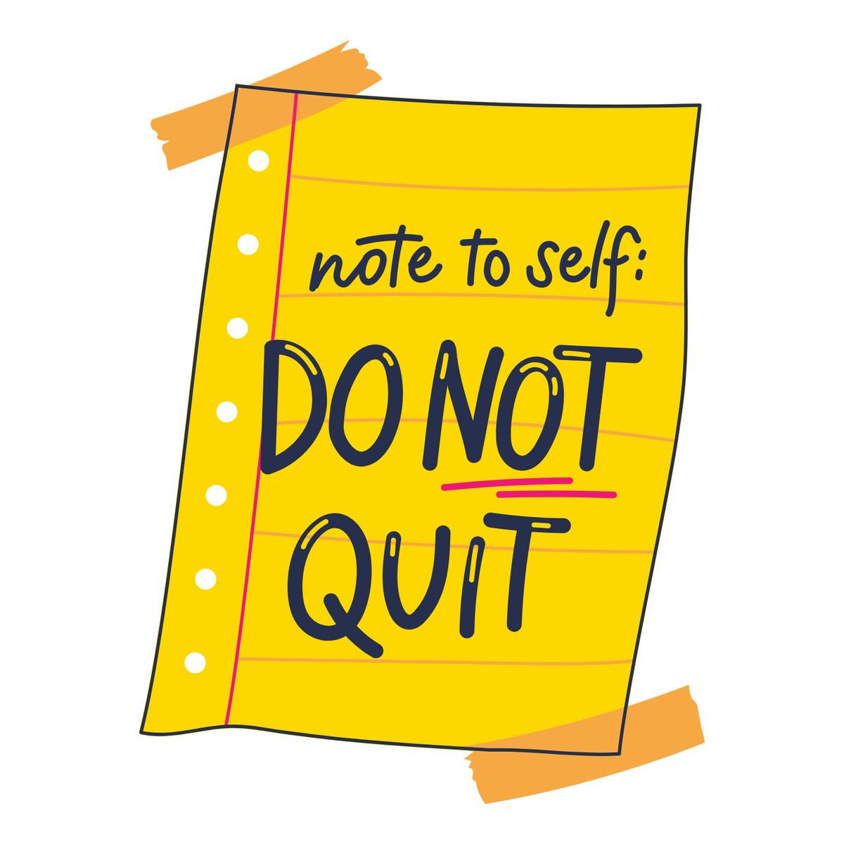 Note to Self - Do Not Quit Mug, featuring a bright yellow notepad with motivational text.