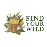 Find Your Wild T-Shirt design featuring a watercolor backpack surrounded by ferns and flowers, perfect for outdoor enthusiasts.