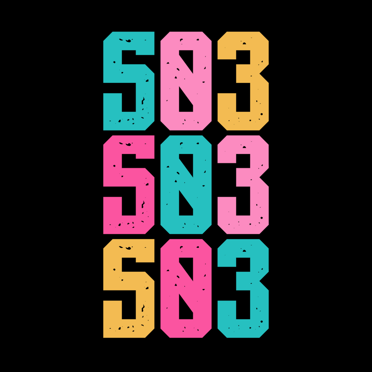 Five Oh Three Portland Electric Pop Cotton Canvas Tote Bag with bold neon design on black background