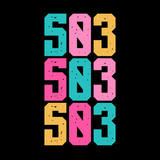 Five Oh Three Portland Electric Pop Cotton Canvas Tote Bag with bold neon design on black background