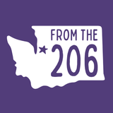 From the 206 Seattle hoodie design featuring outline of Washington state with a star marking Seattle.