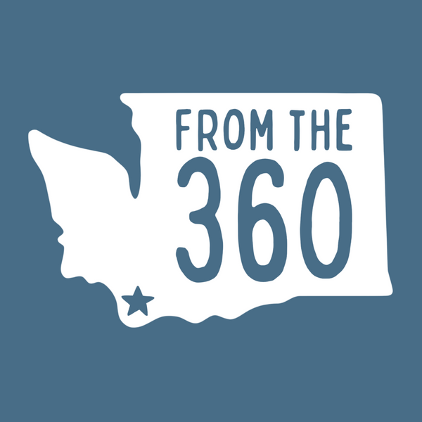From the 360 sweatshirt design featuring Washington state silhouette and star marking Vancouver, perfect for local pride.