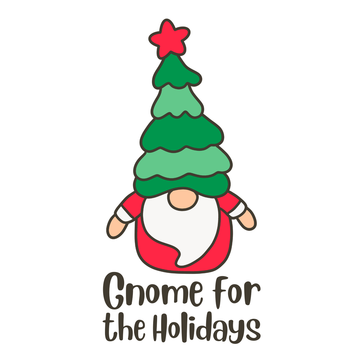 Gnome for the Holidays Mug featuring a whimsical gnome with a tree hat and festive cheer.