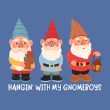 Colorful cartoon gnomes in a whimsical design for the Hangin' with My Gnomeboys premium soft tee.