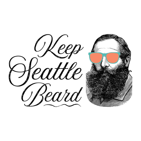 Keep Seattle Beard Hoodie design featuring a bearded man in funky glasses with vintage lettering.