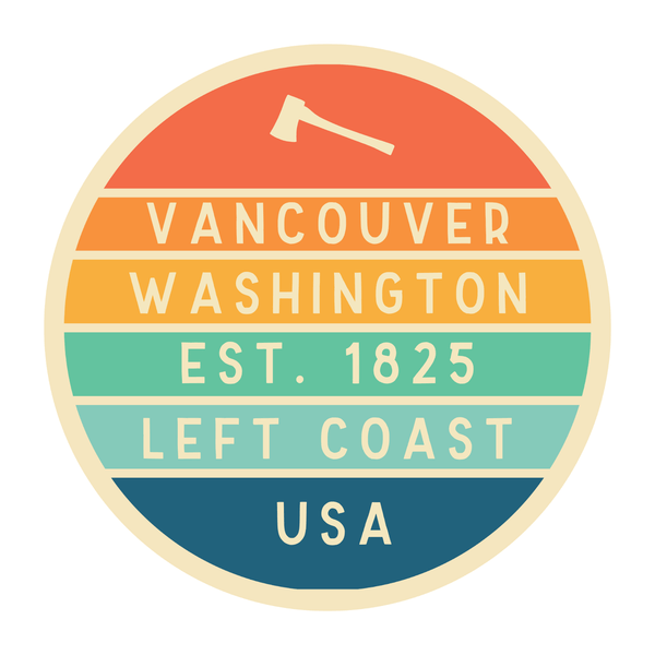 Left Coast Retro Vancouver Cotton Canvas Tote Bag design featuring Vancouver, Washington emblem.