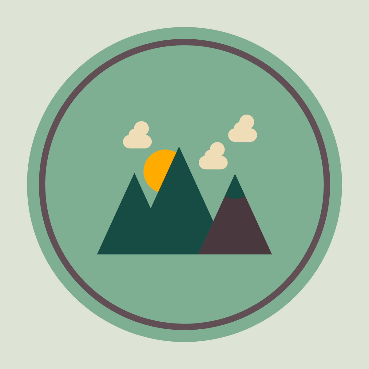 Minimalist Forest in a Northwest Style Premium Soft Tee design featuring mountains and a sun.