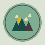 Minimalist Forest in a Northwest Style Premium Soft Tee design featuring mountains and a sun.