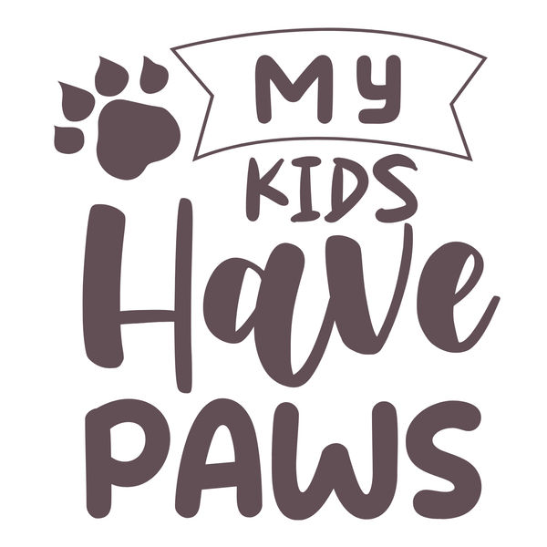 My Kids Have Paws Mug design featuring paw print and playful lettering.