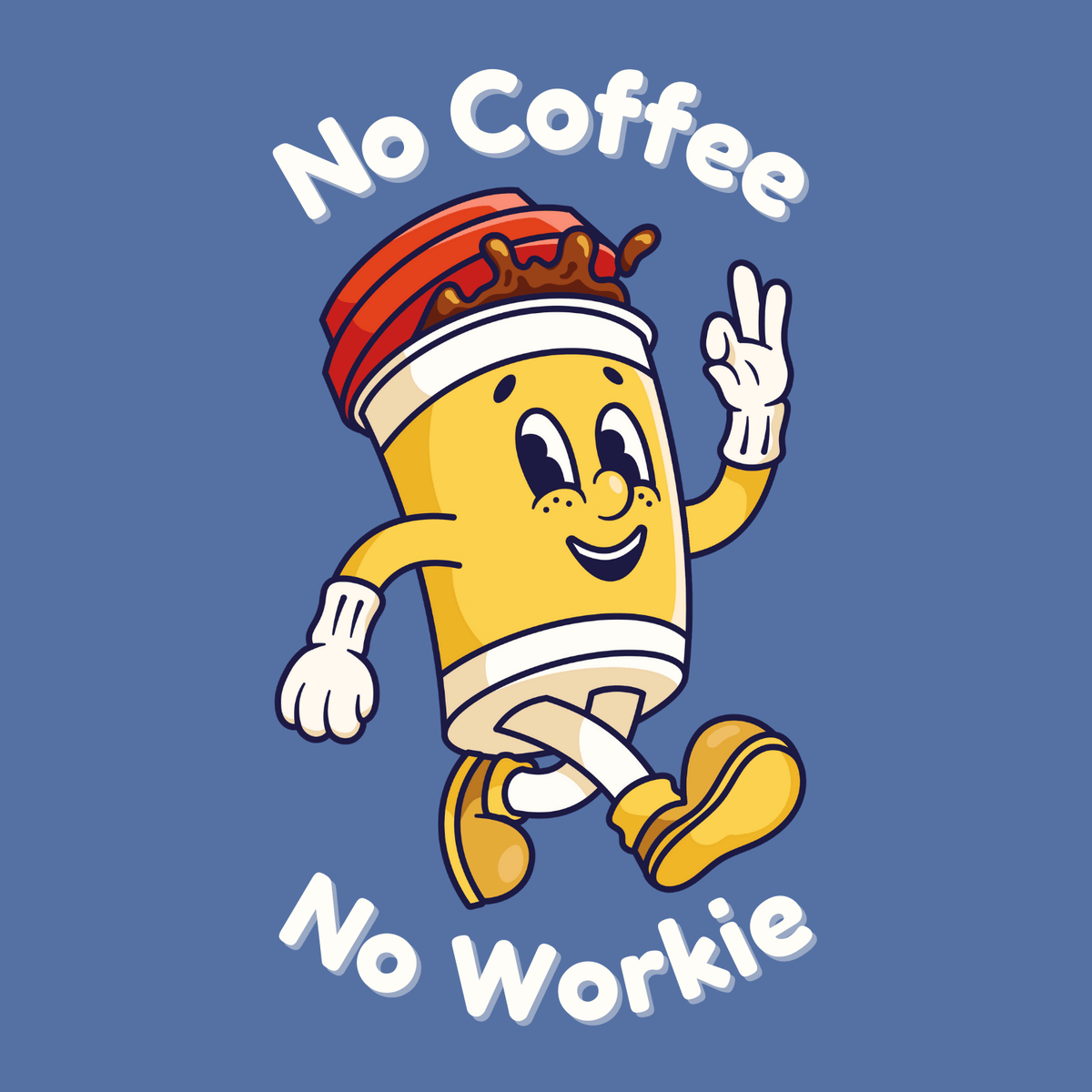 No Coffee No Workie Stainless Coffee Tumbler 20 oz. cartoon character coffee cup dancing