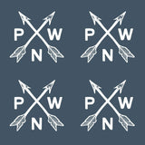 PNW Arrow Crossroads Lightweight Cozy Blanket pattern featuring crossed arrows and initials PNW.