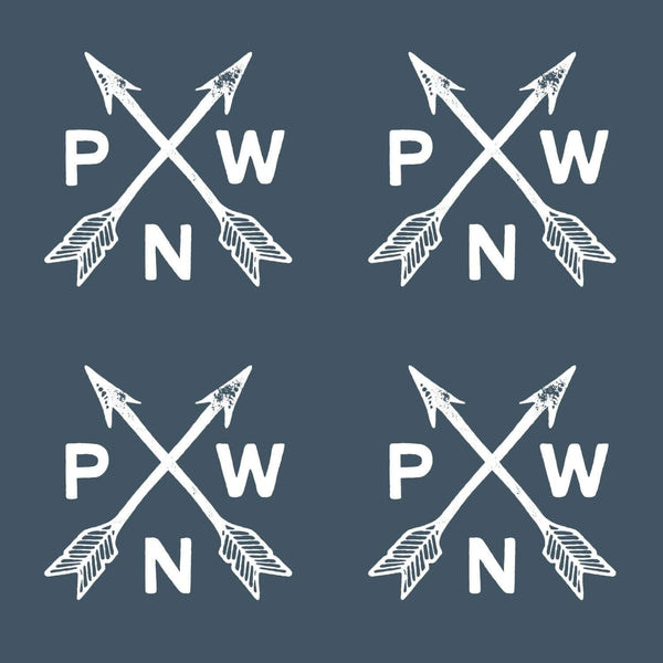 PNW Arrow Crossroads Lightweight Cozy Blanket pattern featuring crossed arrows and initials PNW.