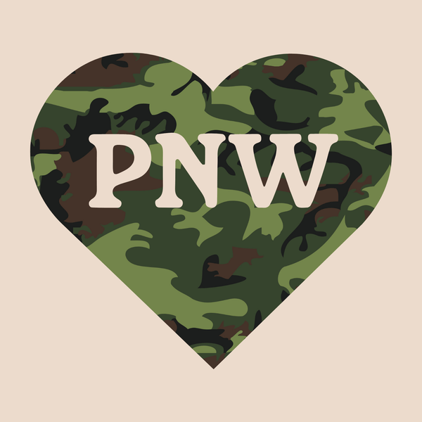 Camouflage PNW Heart Cotton Canvas Tote Bag