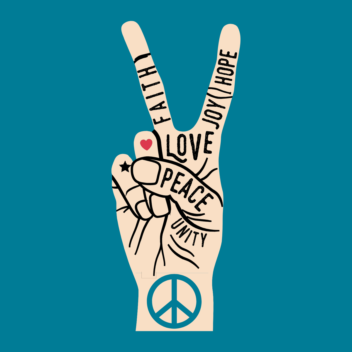 Power in Peace White Hand Stainless Coffee Tumbler 20 oz