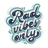 Rad Vibes Only Mug design featuring playful typography in bold colors.