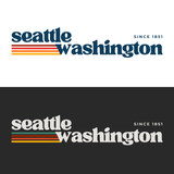 Retro Seattle hoodie design featuring the text 'seattle washington' with retro stripes since 1851.