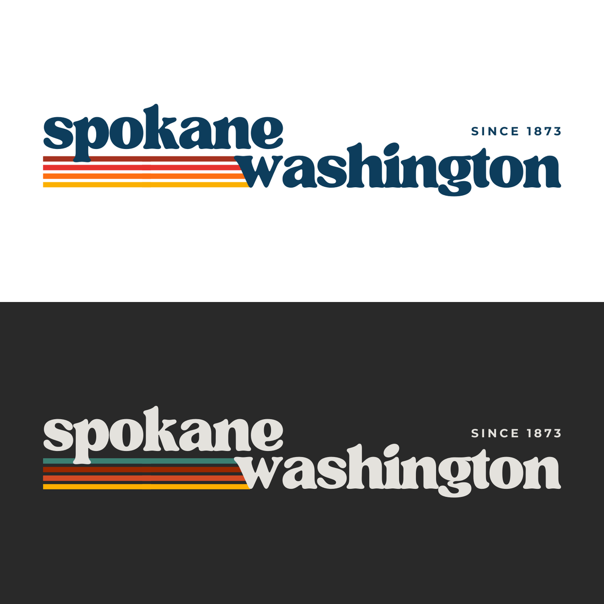 Retro Spokane Hoodie graphic featuring Spokane Washington and retro stripes.
