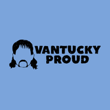 Vantucky Proud logo featuring Rusty McCoy's silhouette on a blue background.