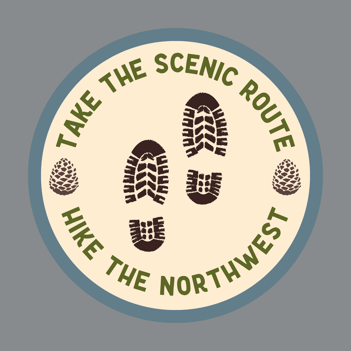 Logo for 'Take the Scenic Route' featuring hiking footprints and text, perfect for outdoor enthusiasts.