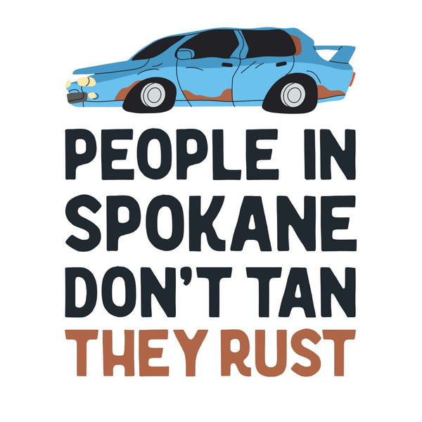 People in Spokane Don't Tan They Rust Lightweight Cozy Blanket featuring vintage rusty car design.