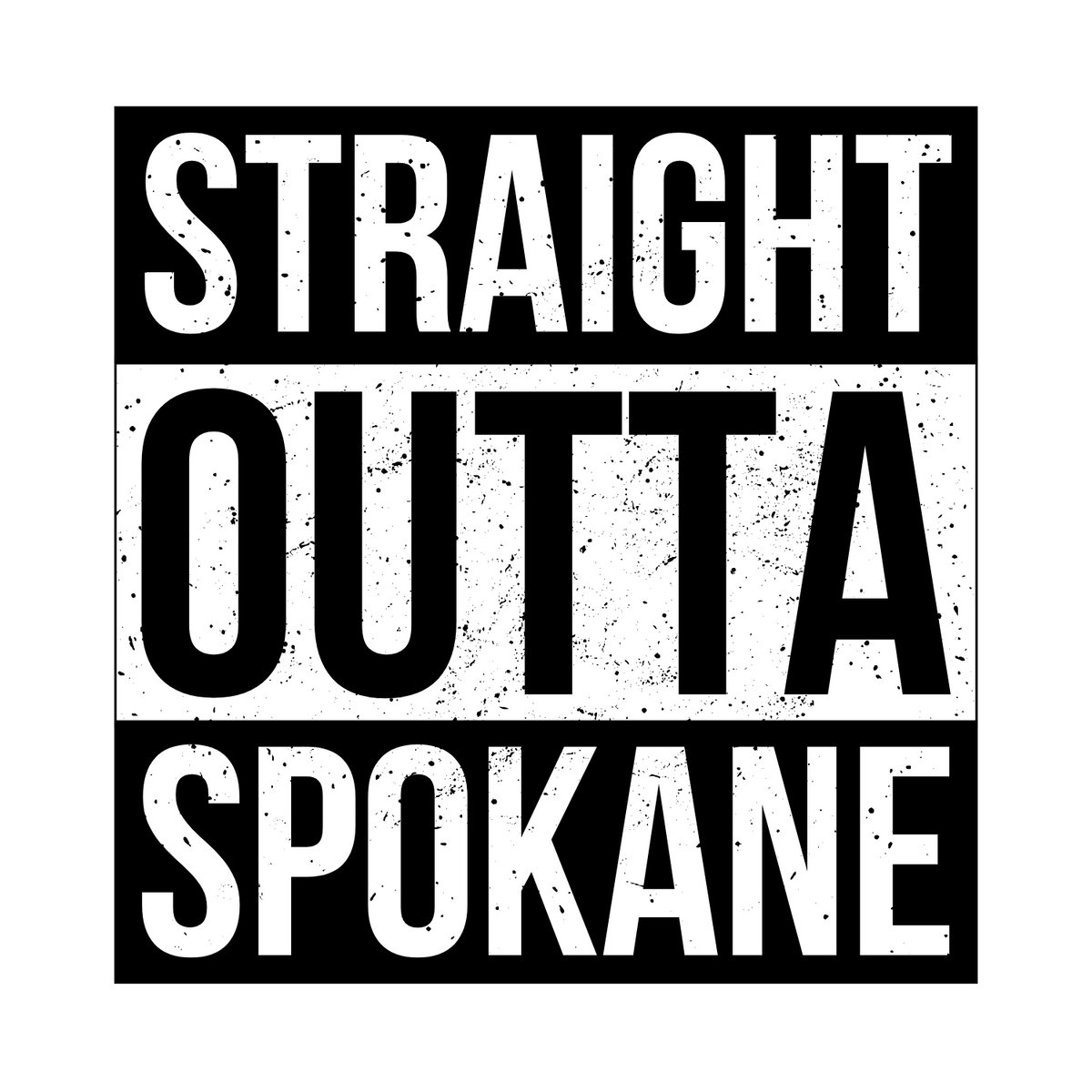 Straight Outta Spokane Athletic Tee design featuring bold text on a distressed background.